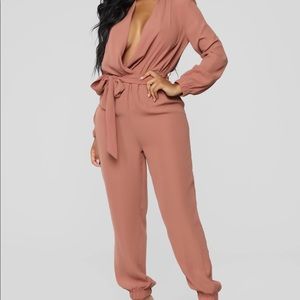 Stroll At The Plaza Jumpsuit - Mauve